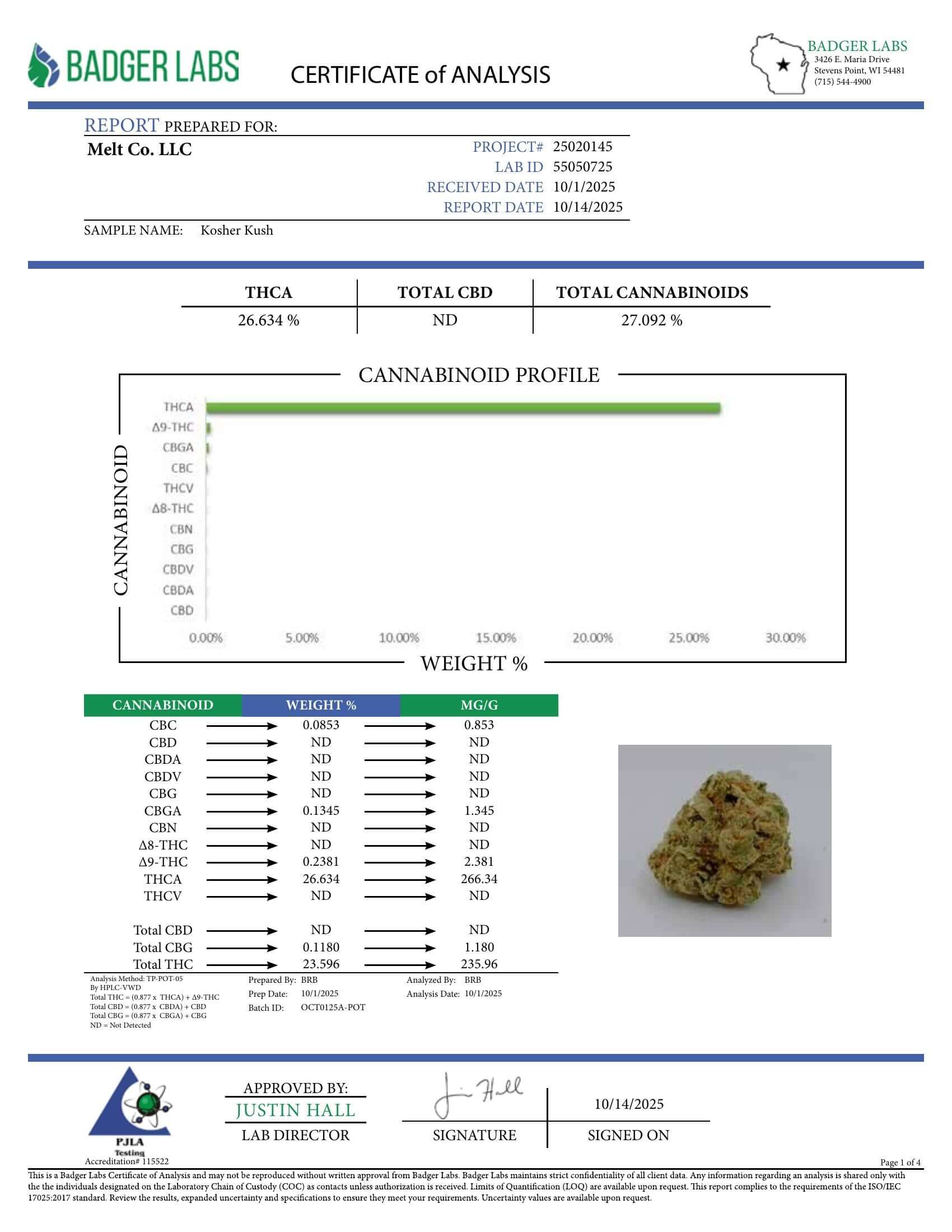 Kosher Kush Indica THCA Flower – Sungrown 3.5g Premium Cannabis Buds - Image 2